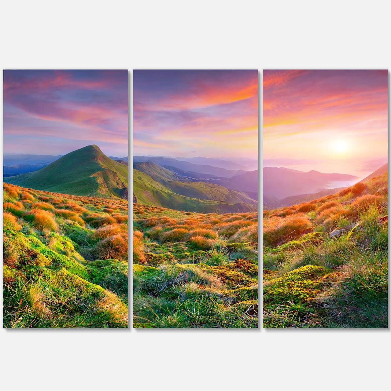 Designart - Pretty Colorful Sunset in Mountains - Landscape Photography Canvas Print